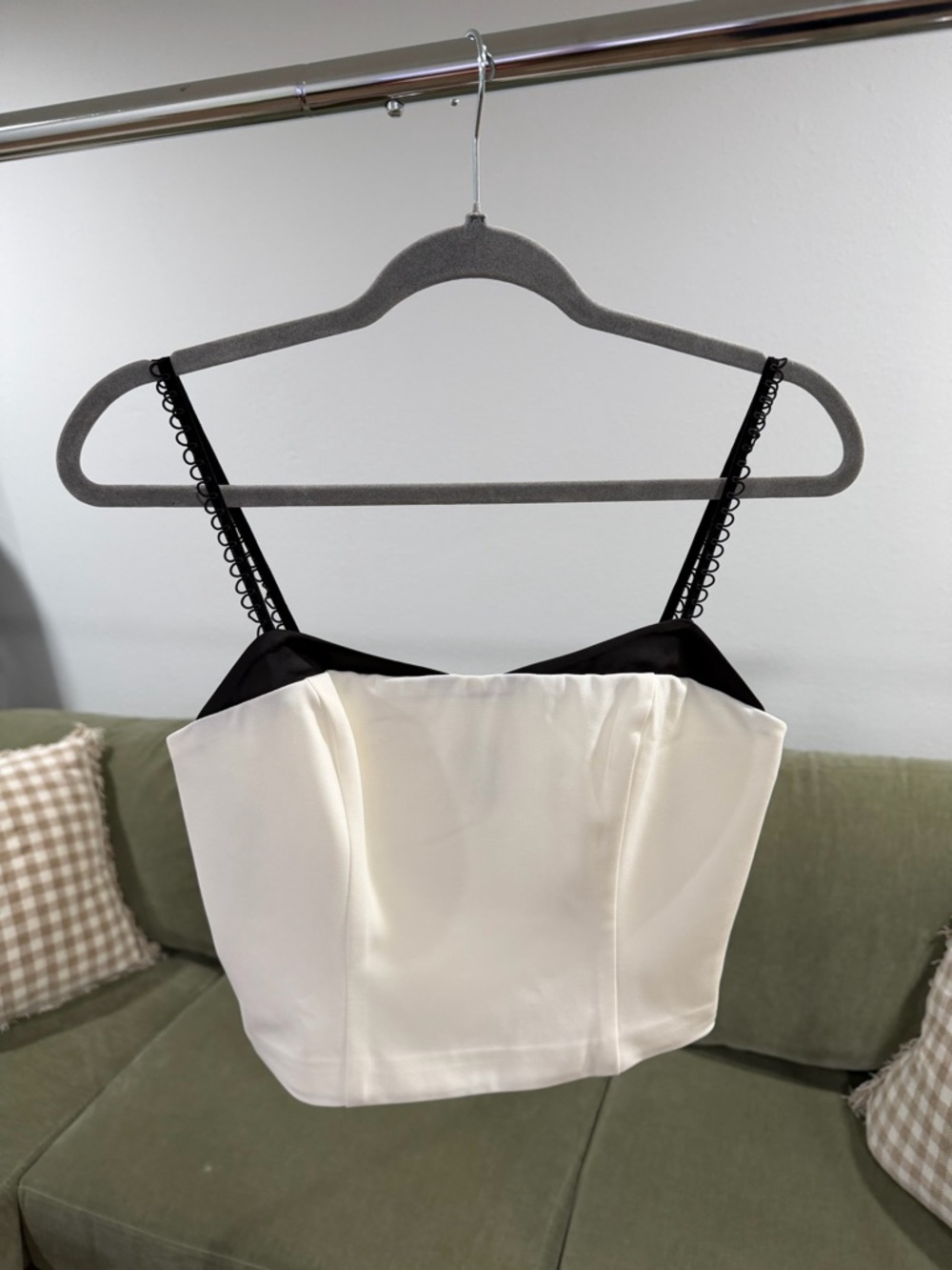 White and Black Cropped Cami Top